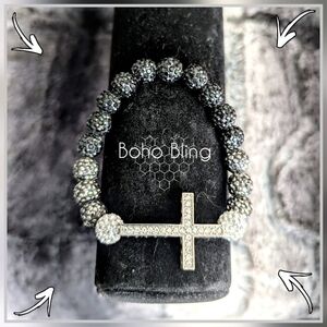 Boho Bling Crystal Cross Stretch Bracelet